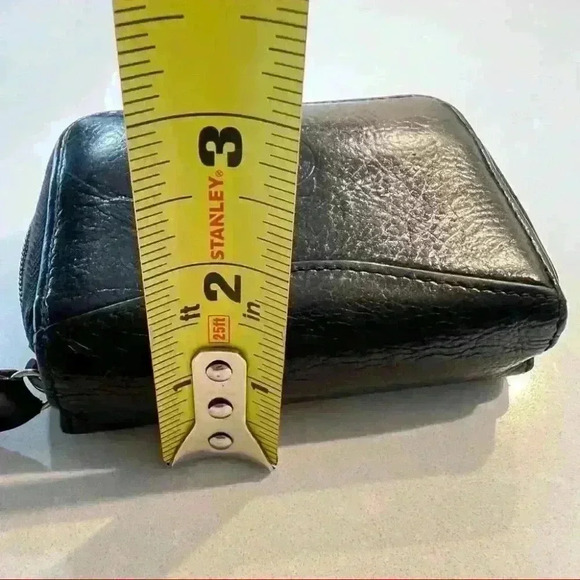 MANCINI BLACK LEATHER CARD ZIP WALLET PURSE - Picture 10 of 14